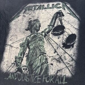 Metallica And Justice For All Shirt Men's Large Black Band Tee Graphic Rock
